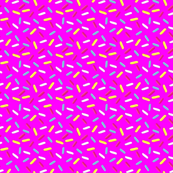 Donut'ın sır sprinkles, pembe bir arka plan, doku ile seamless modeli. Vektör çizim.