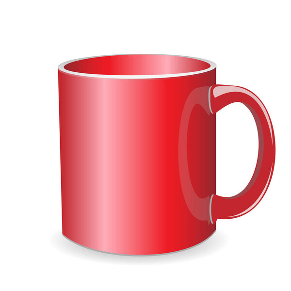 Realistic red cup isolated on white background. Vector template for Mock Up. Vector