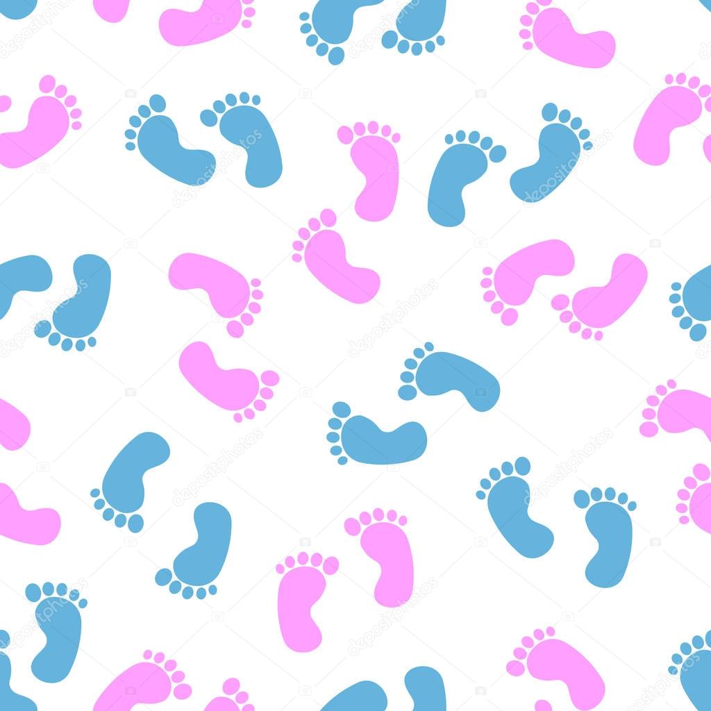 Seamless pattern with baby footprint