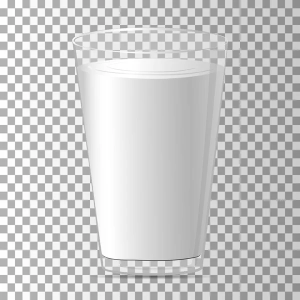 Du lait dans un verre. Plein verre avec boisson. Vecteur . — Image vectorielle