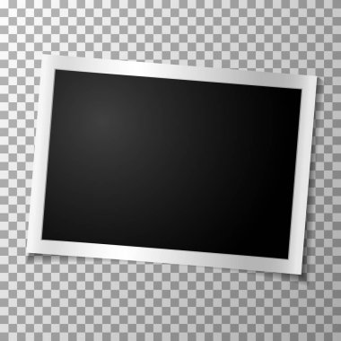 Çerçeve retro resmi şeffaf arka plan için. Yatay boş eski fotoğraf. Vektör