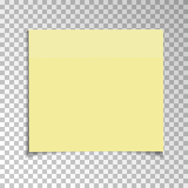 Papier de bureau jaune note collante isolé sur fond transparent. Modèle pour vos projets. Illustration vectorielle — Image vectorielle