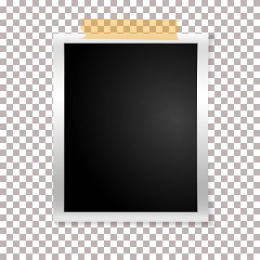 Çerçeve retro resmi şeffaf arka plan için. Vintage dikey boş eski fotoğraf yapışkan bant üzerinde. Vektör çizim