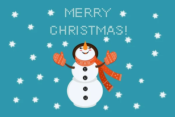 Divertido muñeco de nieve feliz Feliz Navidad y feliz año nuevo. Ilustración vectorial — Archivo Imágenes Vectoriales