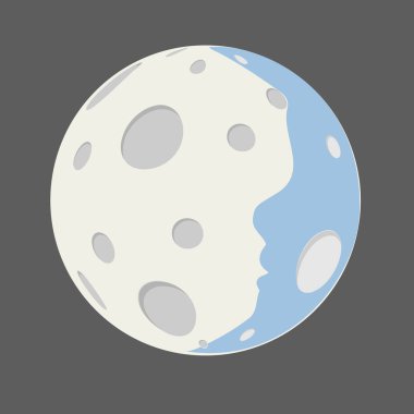 Moon with Craters in the Universe isolated on dark background . Vector clipart