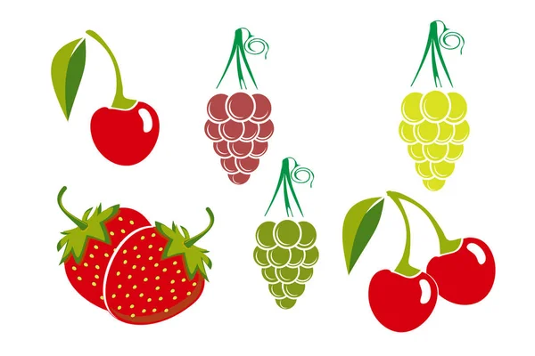 Set of fruits. Cartoon fruits clipart collection. Icons isolated on white background. Vector — Stock Vector