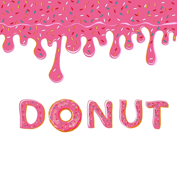 Γλυκό ροζ ντόνατ και γλάσο που απομονώνονται σε λευκό φόντο. Διάνυσμα — Διανυσματικό Αρχείο