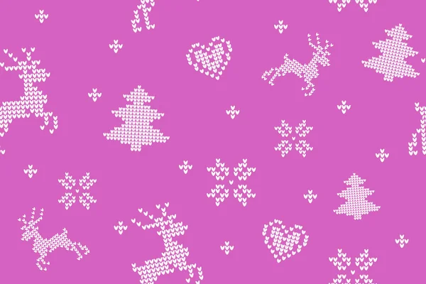 针织与驯鹿的无缝红色圣诞背景。矢量插图 — 图库矢量图片