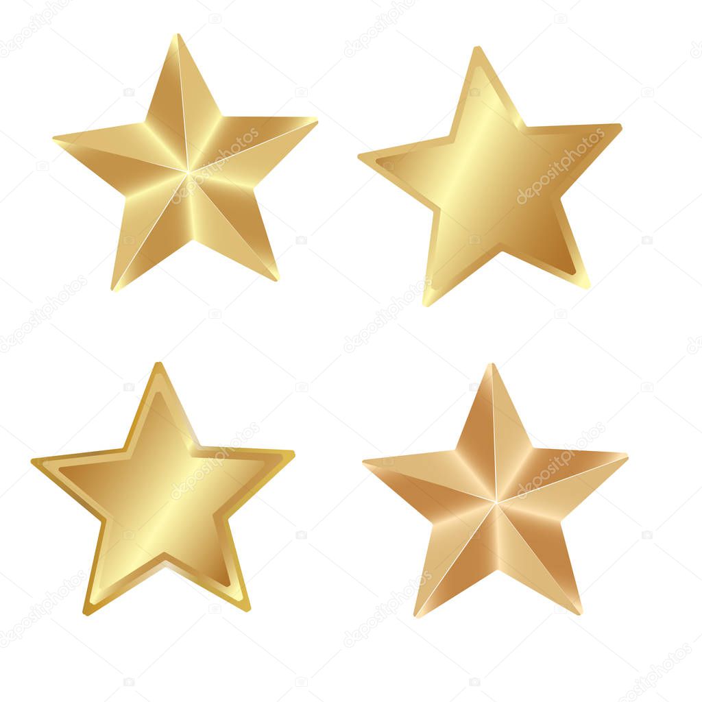 Set falling gold stars vector. Shooting stars isolated white background. Icons of meteorites and comets.