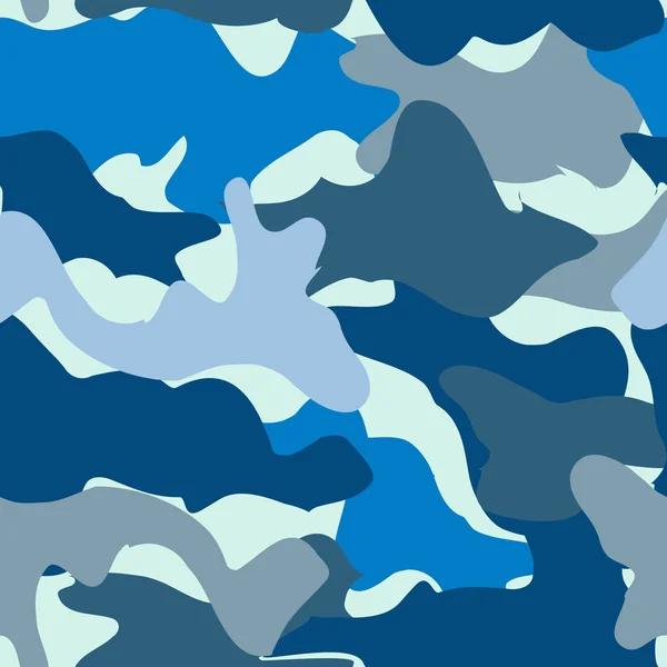 Agua de mar camuflaje. Patrón azul sin costuras. Camuflaje del ejército azul. Vector — Archivo Imágenes Vectoriales