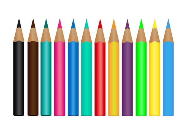 Set colored pencils isolated on a white background. Vector illustration — Stock Vector