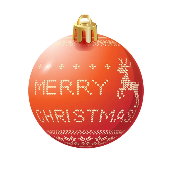 Bola de Navidad. Pelota roja Aislada sobre fondo blanco. Feliz Navidad. Vector — Archivo Imágenes Vectoriales
