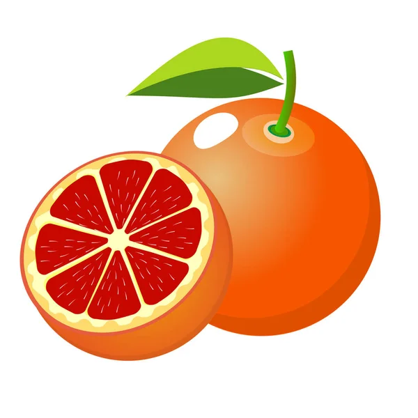 El icono naranja fruta. Rebanada de pomelo. Aislado sobre fondo blanco .Vector — Vector de stock