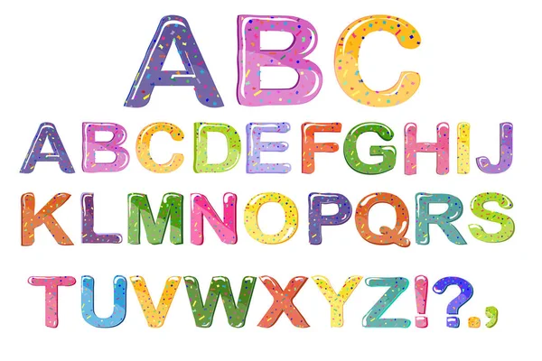 Bubble Cartoon von Schriften. buntes 3D-Gelee-Alphabet für Kinder. isoliert auf weißem Hintergrund. Vektor — Stockvektor