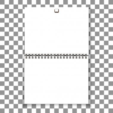 Sarmal boş duvar takvimi kadar sahte. Beyaz kağıda arka plan üzerinde izole. Vektör