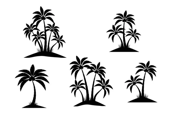 Palm silhouette trees isolated on white background. Beautiful vector palm tree set vector — Stock Vector