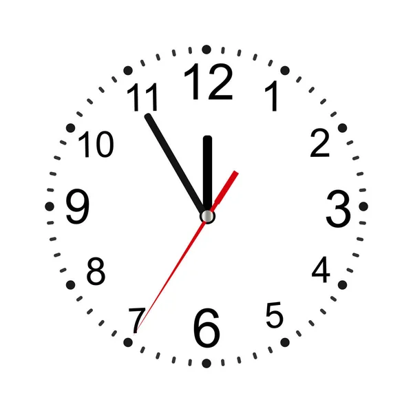 Clásico reloj de pared redondo aislado en blanco. Marcación vacía. Vector — Archivo Imágenes Vectoriales