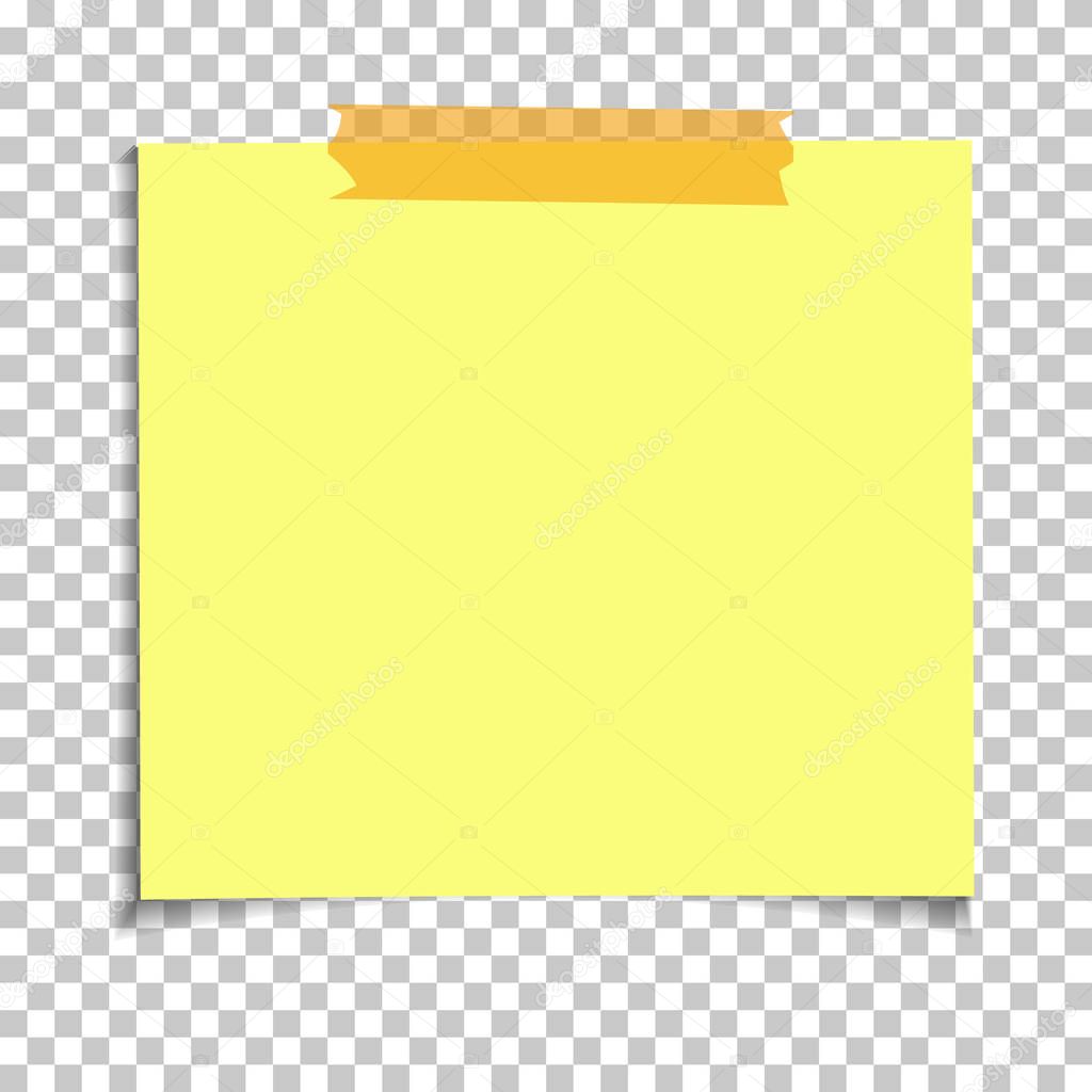 Office Yellow paper sticky note isolated on transparent background