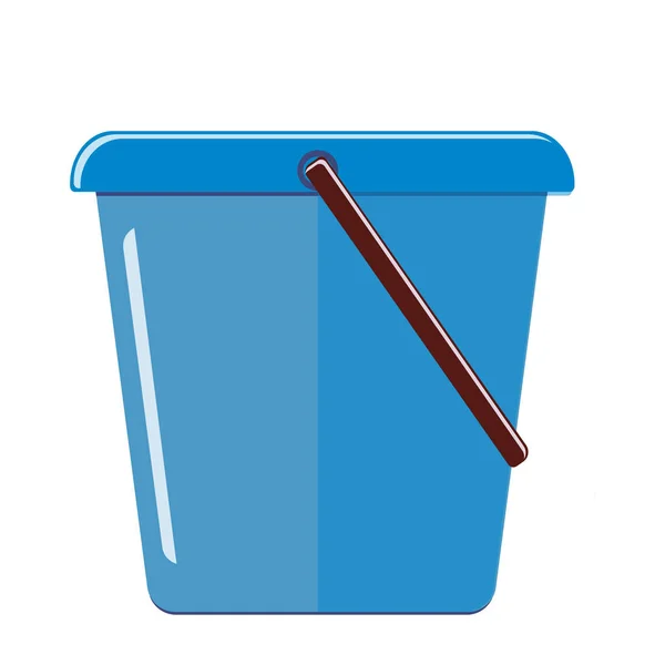 Blue plastic bucket. Isolated on white background. Vector — Stock Vector