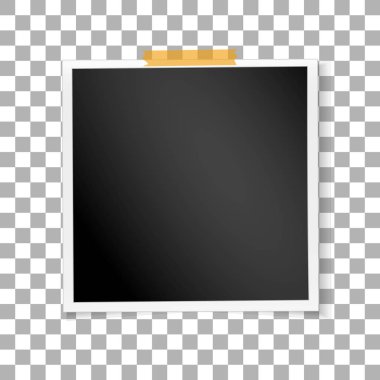 Kare kare retro resmi şeffaf izole arka plan için. Vintage boş eski fotoğraf. Vektör.