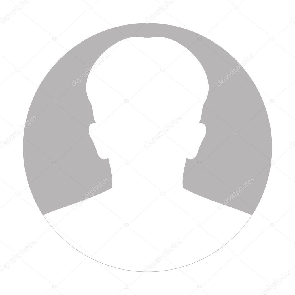 Profile anonymous face icon. Gray silhouette person. Male default avatar. Photo placeholder. Isolated on white background.