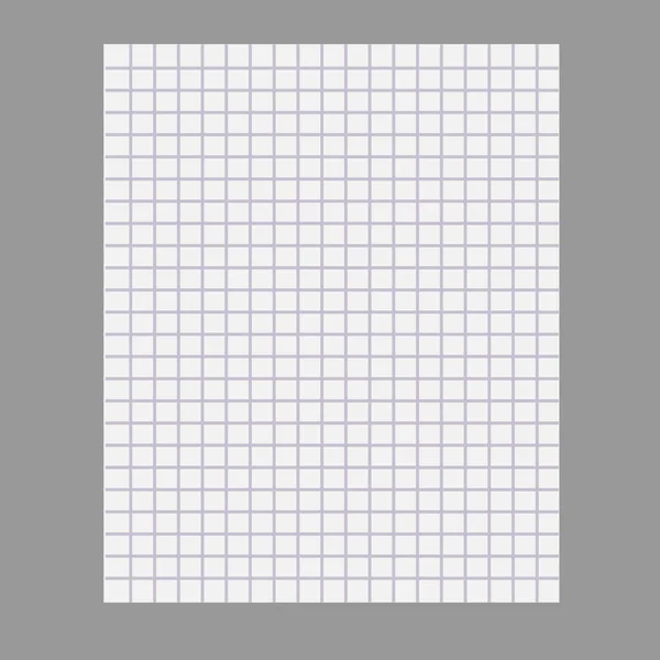 Cuaderno en blanco fondo de papel. Una hoja de en la jaula. Aislado. Vector — Vector de stock