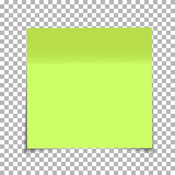 Office green paper sticky note isolated on transparent background. Post on sticky tape. Template for your projects. Vector — Stock Vector