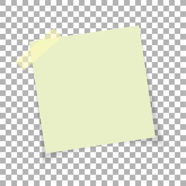 Office paper fästis isolerad på transparent bakgrund. Post på tejp. Mall för dina projekt. Vektor — Stock vektor