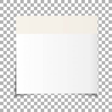 Saydam arka plan üzerinde izole office beyaz yapışkan not. Yapışkan bant üzerinde yazı. Projeleriniz için şablon. Vektör