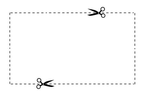 Zwarte schaar en gestippelde gesneden lijnen. Geïsoleerd op een witte achtergrond. Pictogram. Vector — Stockvector