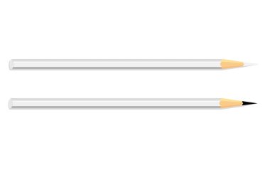 Logo için iki beyaz kalem beyaz arka plan üzerinde. Mockup. Vektör çizim