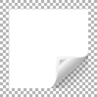 Boş kağıt üzerine gümüş kıvrılmış köşe yansıma ve gölge ile. Haddelenmiş açı dergisi. Vektör