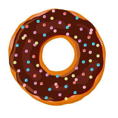 Tatlı çörek. Çörek withchocolate sır olarak izole beyaz arka plan. Vektör