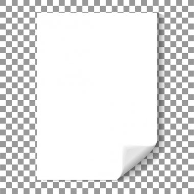 Boş kağıt üzerine yansıma ve gölge ile köşe kıvrılmış. Haddelenmiş açı dergisi. Vektör