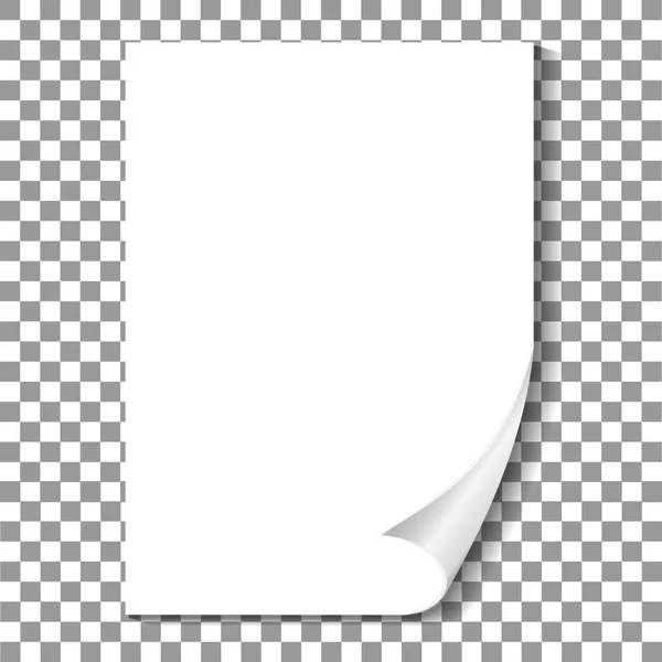Загнутый угол с отражением и тенью на чистом листе бумаги. Свернутый угол журнала. Вектор — стоковый вектор