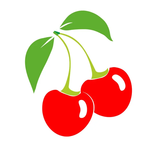 白色背景的成熟樱桃浆果。图标, 在白色背景上隔离。矢量 — 图库矢量图片