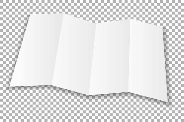 Dokument white paper prázdný složený leták. List s měkké stíny, izolované na průhledné pozadí. Vektor — Stockový vektor