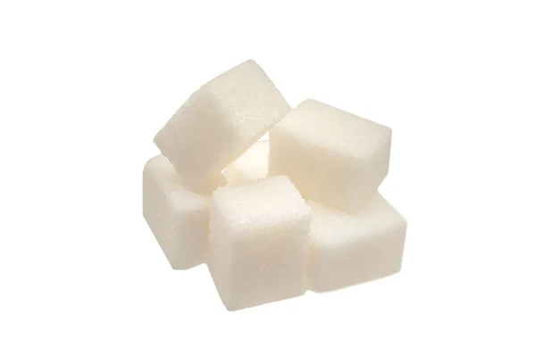 Des cubes de sucre. Fond blanc isolé — Photo