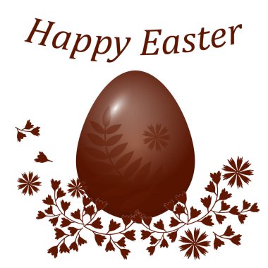 Paskalya tatili. Parlak kartpostal ile dekore edilmiş çikolata yumurta. Beyaz arka plan üzerinde izole. Vektör