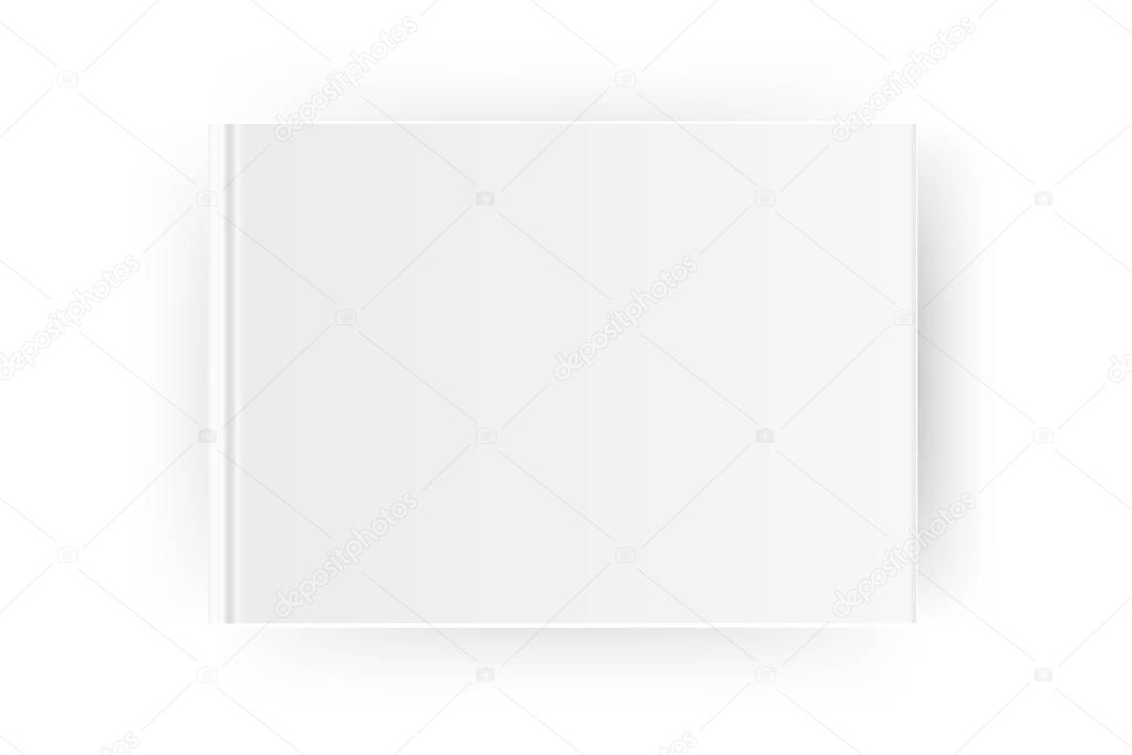 Blank horizontal A4 book cover template . Mock up closed magazine or notebook. Isolated on white background. Vector