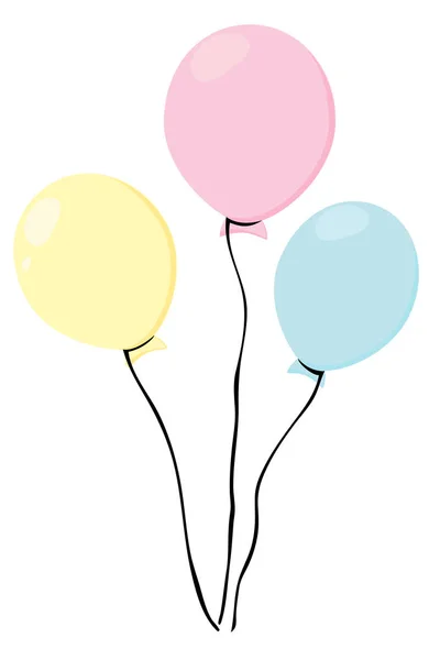 Bunte bunte Luftballons. Büschel im flachen Stil. isoliert auf weißem Hintergrund. Vektor — Stockvektor