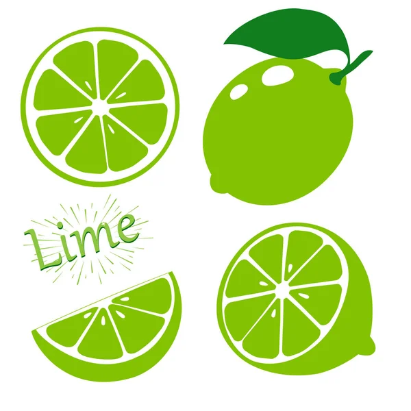 Beyaz arka plan üzerinde izole limon dilimlerini ayarlayın. Vektör çizim.