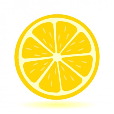 Simge limon. Taze limon meyve ve dilim. Beyaz arka plan üzerinde izole. Vektör