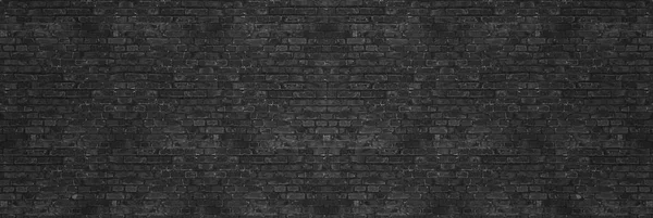 Vintage Black wash brick wall texture for design. Panoramic background for your text or image. — Stock Photo, Image