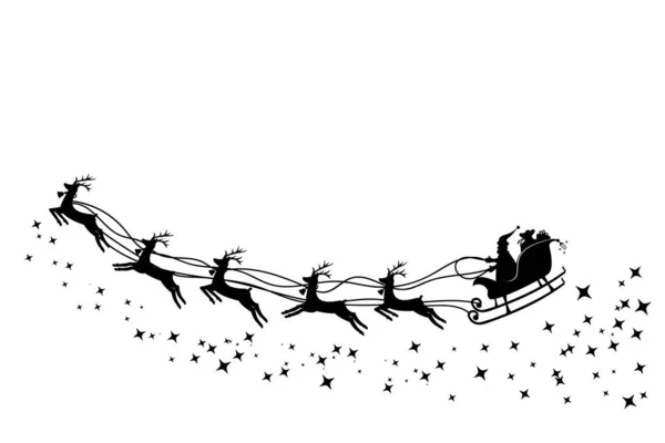 Santa Claus en un trineo y con renos. Vector — Vector de stock