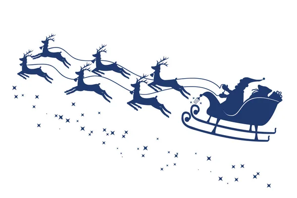 Santa Claus en un trineo y con renos. Vector — Vector de stock