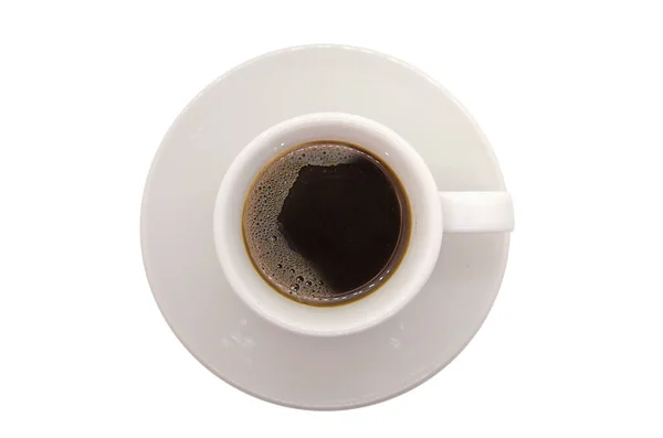 Sett Ovenfra Svart Kaffekopp Isolert Hvit Bakgrunn – stockfoto