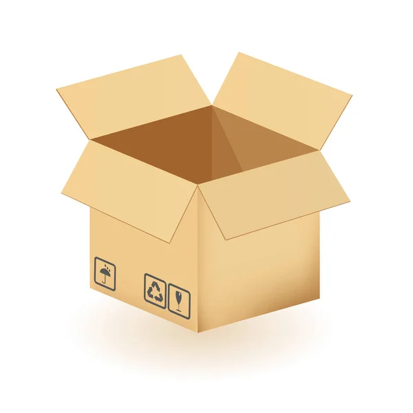 Cardboard Box Isolated White Background Vector Illustration — Stock Vector