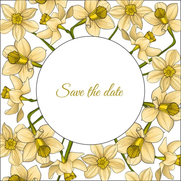 Marco de verano con flores de contorno amarillo . — Archivo Imágenes Vectoriales