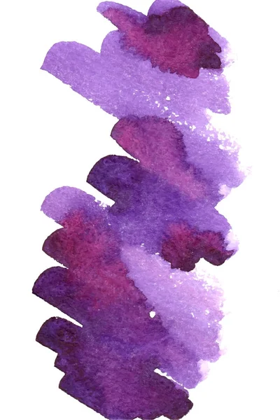 Mancha de textura de papel dibujada a mano de acuarela brillante púrpura sobre fondo blanco para diseño de texto, banner . — Archivo Imágenes Vectoriales